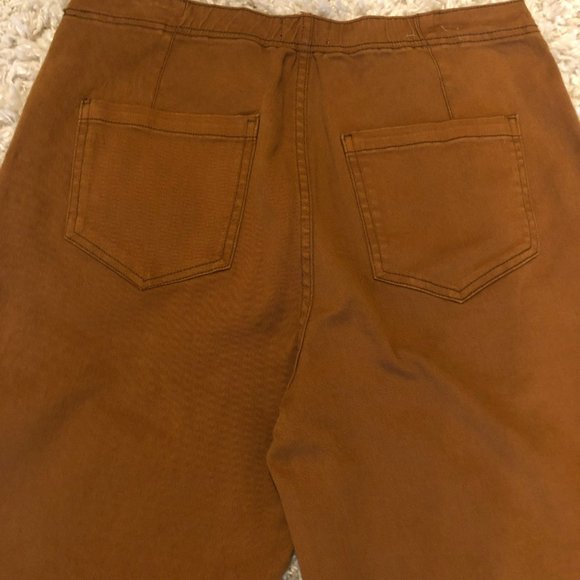 Kensie Pants 14/32 Brown High Waist Wide Leg Pockets Boho Jeans Crop/Ankle - Picture 8 of 14